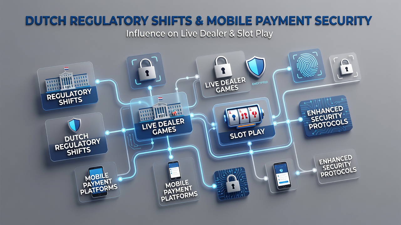 Diagram van beveiligingsmaatregelen voor mobiele slotspellen en live dealer betalingen